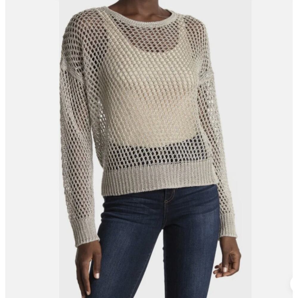 360 Sweater Dove Open Stitch Knitted Sweater in Light Silver size M